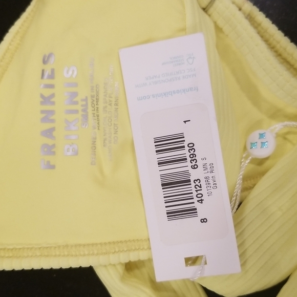 💕FRANKIE'S💕 Gavin Ribbed Bikini ~ Scoop Top (S) + Cheeky Bottom (M) Yellow NWT - Picture 15 of 16